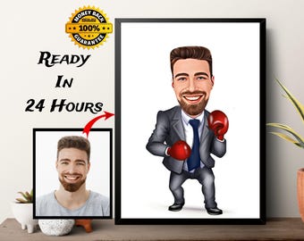 Custom Boss Caricature Portrait From Photo: Funny Cartoon Gift (Digital File)