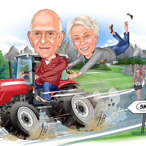 Personalisiertes Paar-Karikatur-lustiges Karikatur-Porträt, Karikaturzeichnung vom Foto, Geschenk für Eltern, Paar, ihn, sie, Hochzeit