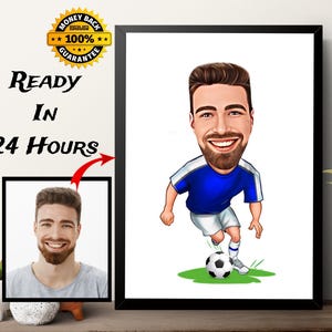 Football/Soccer Player Gift, Football Player Caricature Drawing From Photo, Soccer Custom Digital Caricature Portrait, Birthday Gift