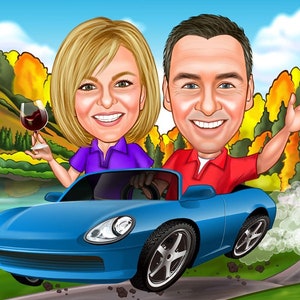 Personalisiertes Paar-Karikatur-lustiges Karikatur-Porträt, Karikaturzeichnung vom Foto, Geschenk für Eltern, Paar, ihn, sie, Hochzeit