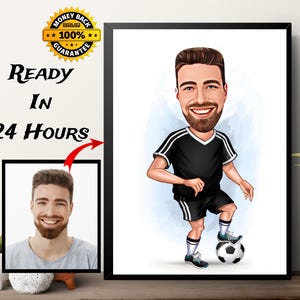 Football/Soccer Player Gift, Football Player Caricature Drawing From Photo, Soccer Custom Digital Caricature Portrait, Birthday Gift