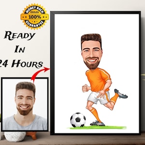 Football/Soccer Player Gift, Football Player Caricature Drawing From Photo, Soccer Custom Digital Caricature Portrait, Birthday Gift