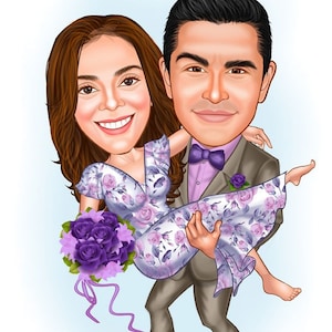 Personalized Wedding Caricature Portrait: Custom Couple Art (Digital File)