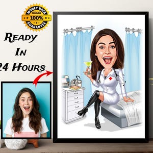 Regalo per dottoressa/infermiera, caricatura di dottoressa da foto, caricatura digitale personalizzata di infermiera, regalo personalizzato