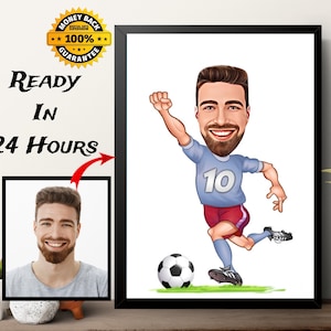 Football/Soccer Player Gift, Football Player Caricature Drawing From Photo, Soccer Custom Digital Caricature Portrait, Birthday Gift