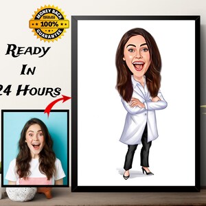 Regalo per dottoressa/infermiera, caricatura di dottoressa da foto, caricatura digitale personalizzata di infermiera, regalo personalizzato