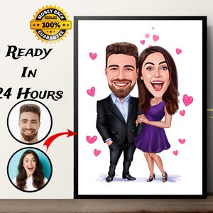 Personalisiertes Paar Cartoon Portrait, Paar Portrait, Paar Geschenk, Paar Karikatur, Familienportrait, Jubiläumsgeschenk