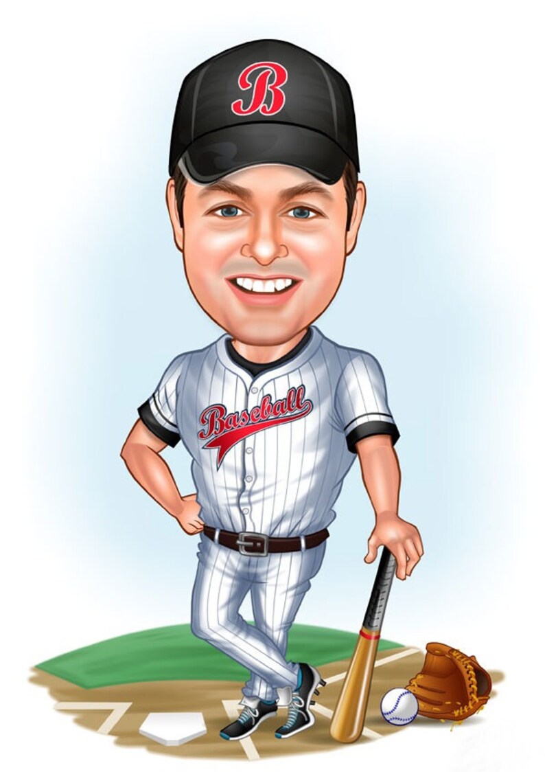 Baseball Player Gift Baseball Player Caricature Drawing From Etsy
