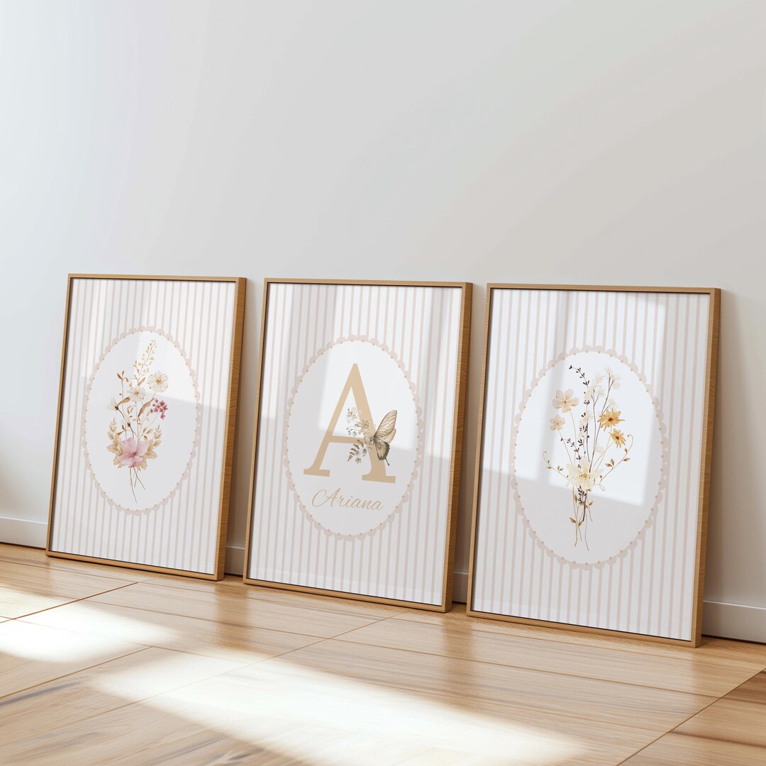Floral Nursery Wall Art Custom Wildflowers Prints Boho Baby Girl ...