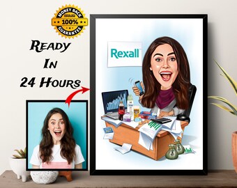 Custom Female Caricature Portrait: Funny Cartoon Drawing From Photo (Digital File)