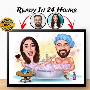Personalisiertes Paar Cartoon Portrait, Paar Portrait, Paar Geschenk, Paar Karikatur, Familienportrait, Jubiläumsgeschenk