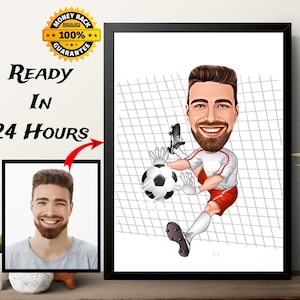 Football/Soccer Player Gift, Football Player Caricature Drawing From Photo, Soccer Custom Digital Caricature Portrait, Birthday Gift