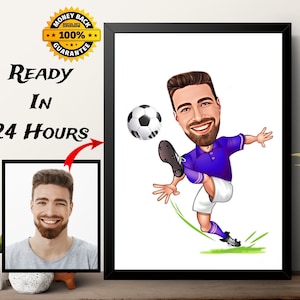 Football/Soccer Player Gift, Football Player Caricature Drawing From Photo, Soccer Custom Digital Caricature Portrait, Birthday Gift