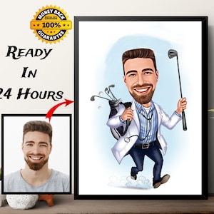 Regalo medico uomo, caricatura di medico da foto, ritratto di caricatura digitale personalizzato, regalo personalizzato per uomo