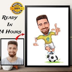 Football/Soccer Player Gift, Football Player Caricature Drawing From Photo, Soccer Custom Digital Caricature Portrait, Birthday Gift