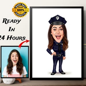 Regalo poliziotta, caricatura della polizia da foto, regalo personalizzato per il compleanno, regalo divertente per lei