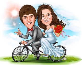 Personalisiertes Paar-Karikatur-lustiges Karikatur-Porträt, Karikaturzeichnung vom Foto, Geschenk für Eltern, Paar, ihn, sie, Hochzeit