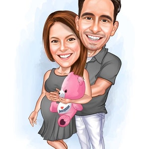 Portrait de caricature drôle de dessin animé de couple personnalisé, dessin de caricature, cadeau pour les parents, couple, mariage d'amis