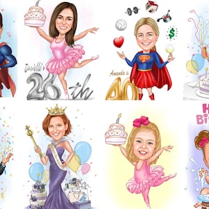 Benutzerdefinierte Geburtstag Karikatur Zeichnung vom Foto, personalisierte Geburtstagsgeschenk, digitale Karikatur, Geschenk für ihn ihren Vater Mutter Freund