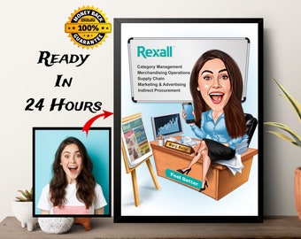 Custom Female Caricature Portrait: Funny Cartoon Art Gift (Digital File)