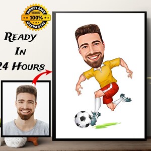 Football/Soccer Player Gift, Football Player Caricature Drawing From Photo, Soccer Custom Digital Caricature Portrait, Birthday Gift