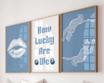 Custom Light Blue Wall Art Preppy Print Funky Apartment College Teen Dorm Room Decor