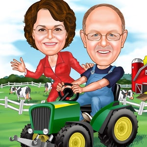 Grandparents, Parents Caricature Portrait, Custom Caricature Drawing From Photo, Gift For Parents, Couple, Him, Her, Wedding, Personalized