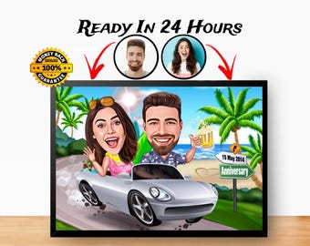 Presente de aniversário para casal, retrato de casal personalizado, retrato de casal, presente de casal, caricatura de casal, retrato de família, presente de aniversário