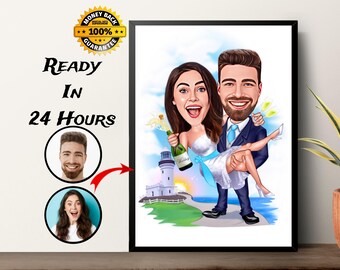 Personalisiertes Hochzeits-Cartoon-Portrait, Paarportrait, Geschenk für Paare, Hochzeitskarikatur, Hochzeitsportrait, Paar-Cartoon