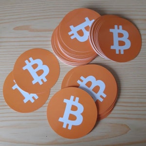 100 round Bitcoin stickers - stickers with a diameter of 9.5 cm
