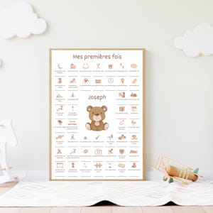 Cartel personalizado de mi primer bebé, cartel de nacimiento del bebé, fechas importantes del bebé, decoración de la pared de la habitación del bebé, regalo de nacimiento del bebé, beige, neutro