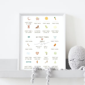 Cartel personalizado de la primera vez del bebé, cartel de las fechas del bebé, cartel de mis primeras veces, cartel del nacimiento del bebé, fechas importantes del bebé, lista de las primeras veces del bebé