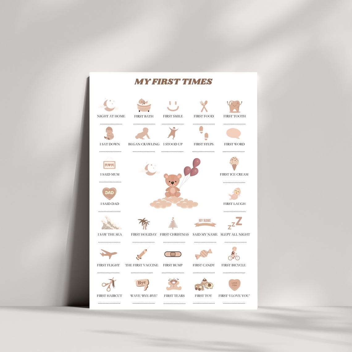 Personalized My First Times Poster, Gift for A Newborn, Editable Baby ...