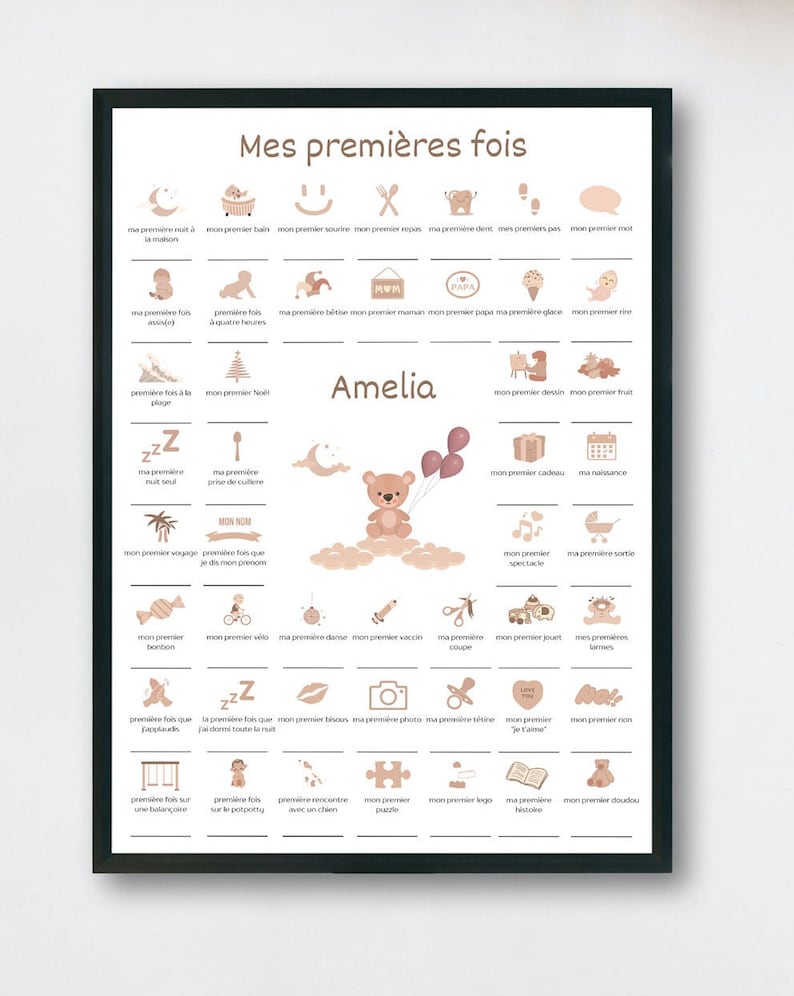 Poster My first times baby | Baby room wall decoration | Baby birth poster | Digital Poster | Birth gift idea