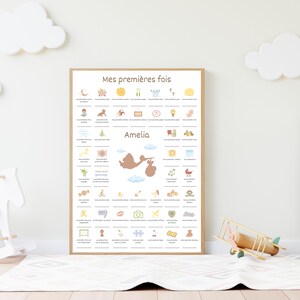 Cartel personalizado de mi primer bebé, cartel de nacimiento del bebé, fechas importantes del bebé, decoración de la pared de la habitación del bebé, regalo de nacimiento del bebé, beige, neutro