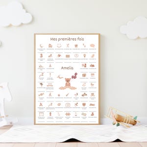 Personalisiertes My First Times Baby Poster, Baby Geburtsposter, Baby Wichtige Daten, Babyzimmer Wanddekoration, Baby Geburtsgeschenk, Beige, Neutral