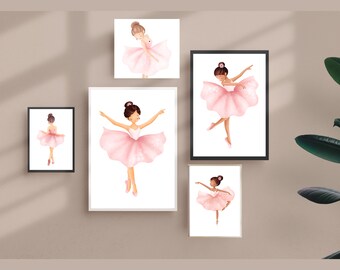 Princesses Wall Art Printable, Girl Nursery Wall Decor Ballerina Pink Vintage Theme, Instant Download, Girls Room Decor Pink