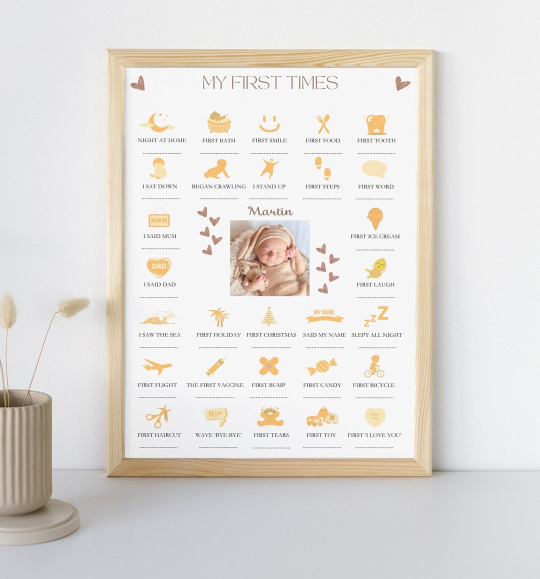 My First Times Poster, Printable Baby’s First Times Poster, Baby Birth ...