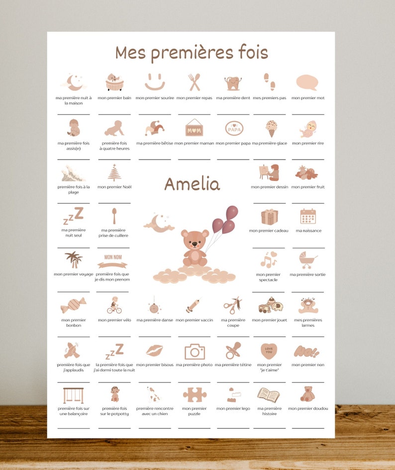 Poster My first times baby | Baby room wall decoration | Baby birth poster | Digital Poster | Birth gift idea