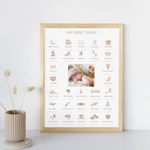 Cartel personalizado de la primera vez del bebé, cartel de las fechas del bebé, cartel de mis primeras veces, cartel del nacimiento del bebé, fechas importantes del bebé, lista de las primeras veces del bebé