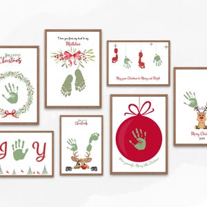 Weihnachten Handabdruck Handwerk Bündel 2024, bedruckbarer Weihnachts Fußabdruck Handwerk Urlaub Erinnerung Andenken Geschenk DIY Aktivität Kinder Kleinkind