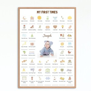 Personalisierte My First Times Baby Poster, Baby Dates Poster, Baby Geburts Poster, Baby Wichtige Daten, Babyzimmer Wanddekoration, Pastell