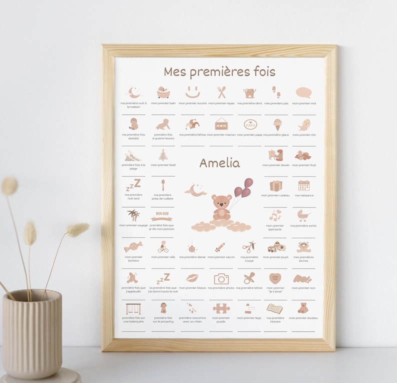 Poster My first times baby | Baby room wall decoration | Baby birth poster | Digital Poster | Birth gift idea