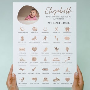Mein erstes Mal Baby, Geschenk für Neugeborene, bearbeitbares Baby erstes Mal Poster, Baby erstes Jahr, Babygedächtnisdruck, Baby erste Zeiten Vorlage