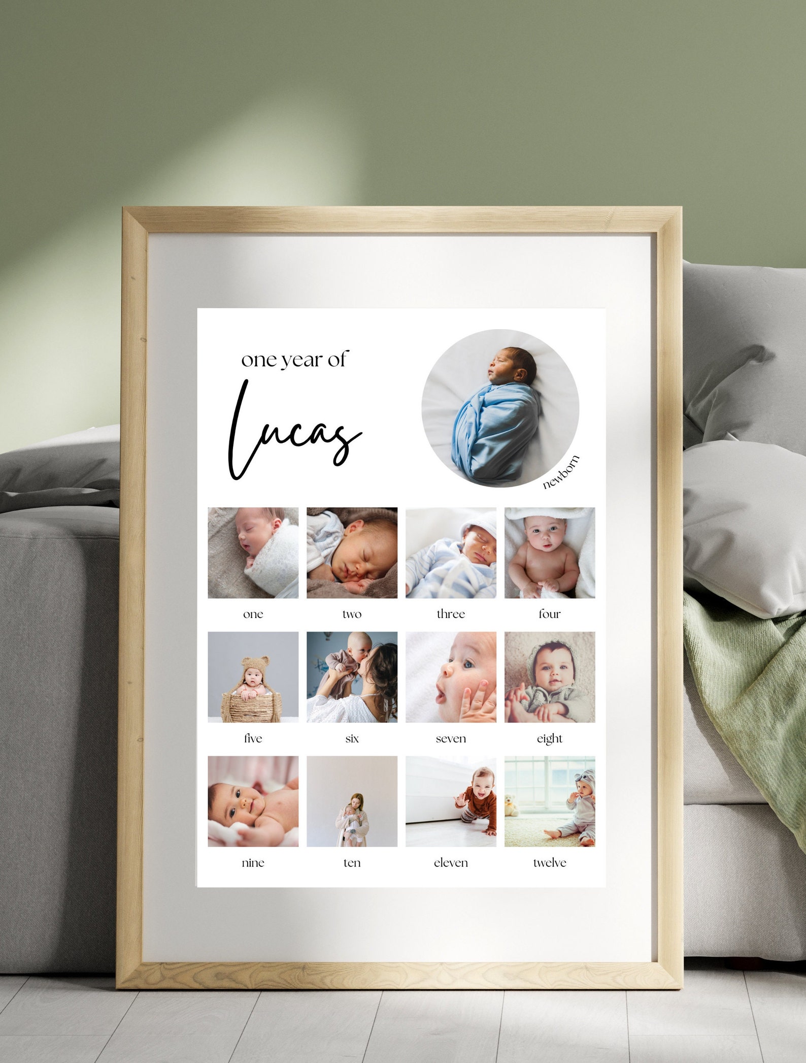 Printable Baby's First Year Photo Poster Template, 1st Birthday Photo ...