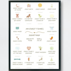 Mein erstes Mal Baby Poster, Geschenk für ein neugeborenes Baby, bearbeitbares Baby erstes Mal Poster, Babypartygeschenk, Baby erstes Jahr, Babygedächtnisdruck