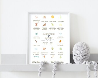 Mi primer cartel de bebé, cartel de nacimiento de bebé, fechas importantes del bebé, decoración de la pared de la habitación del bebé, regalo de nacimiento del bebé, fechas importantes del bebé
