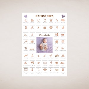 Personalisierte My First Times Baby Poster, Baby Dates Poster, Baby Geburts Poster, Baby Wichtige Daten, Babyzimmer Wanddekoration, Pastell