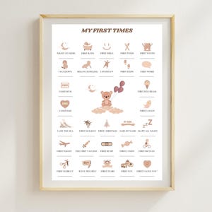 Personalisiertes mein erstes Mal Poster, Geschenk für ein Neugeborenes, bearbeitbares Baby erstes Mal Poster, Baby erstes Jahr, Babygedächtnisdruck