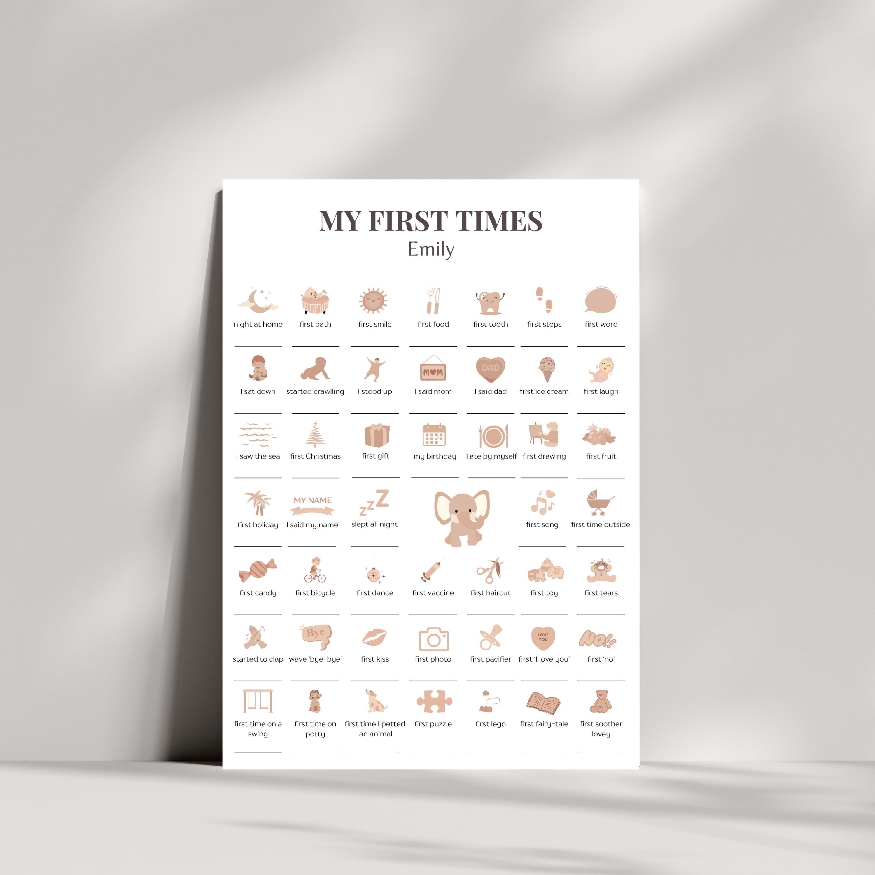 Poster Tela My First Time Per Bambino: Registra Le Prime Volte Con Timbro E Magneti, Regalo Nascita